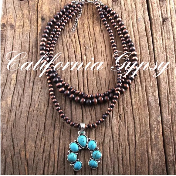 Squash Blossom turquoise necklace RESTOCKED🎉 - Picture 2 of 4